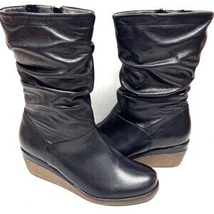 MIZ MOOZ BUTTER LEATHER BOOTS SIDE FULL ZIP BLACK 37EU / 7US # Z-76